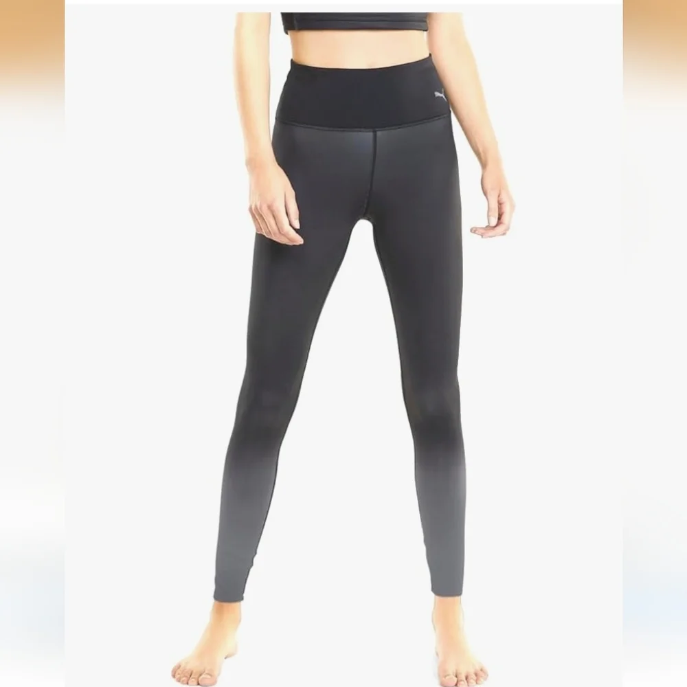 PUMA Womens Studio Ombre High Waist Full Tights Leggings Black Gray Size XL - Picture 6 of 10